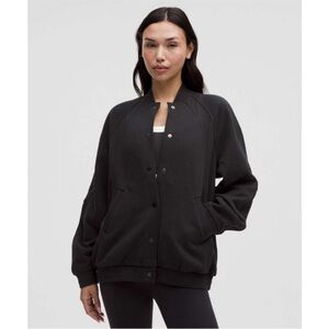 NWT Lululemon Womens Black Scuba Oversized Collegiate Jacket Relaxed Fit XS/S